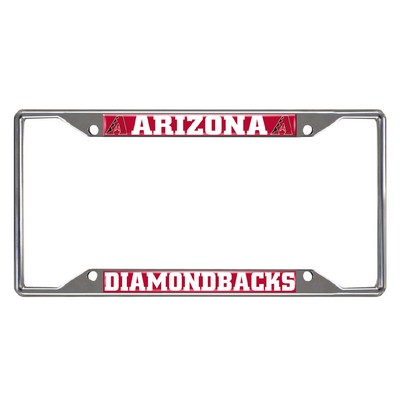 Fan Mats  LLC Arizona Diamondbacks Chrome Metal License Plate Frame, 6.25in x 12.25in Red