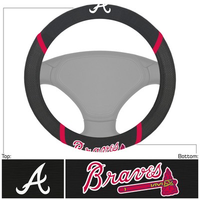 Fan Mats  LLC Atlanta Braves Embroidered Steering Wheel Cover Black