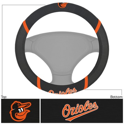Fan Mats  LLC Baltimore Orioles Embroidered Steering Wheel Cover Black