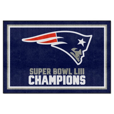 Fan Mats  LLC New England Patriots 5ft. x 8 ft. Plush Area Rug, 2019 Super Bowl LIII Champions  Navy