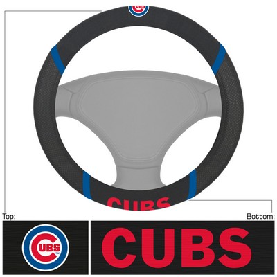 Fan Mats  LLC Chicago Cubs Embroidered Steering Wheel Cover Black
