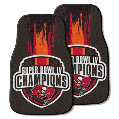 Fan Mats  LLC Tampa Bay Buccaneers Front Carpet Car Mat Set - 2 Pieces, 2021 Super Bowl LV Champions Pewter