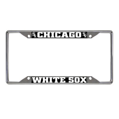 Fan Mats  LLC Chicago White Sox Chrome Metal License Plate Frame, 6.25in x 12.25in Black