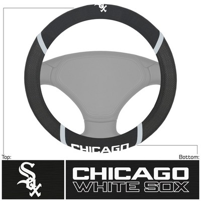 Fan Mats  LLC Chicago White Sox Embroidered Steering Wheel Cover Black