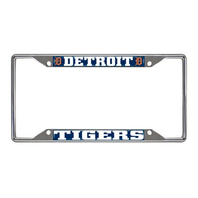 Fan Mats  LLC Detroit Tigers Chrome Metal License Plate Frame, 6.25in x 12.25in Navy