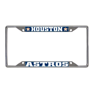 Fan Mats  LLC Houston Astros Chrome Metal License Plate Frame, 6.25in x 12.25in Navy