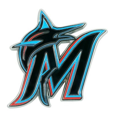 Fan Mats  LLC Miami Marlins 3D Color Metal Emblem Black
