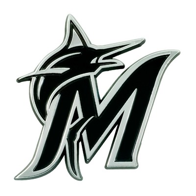 Fan Mats  LLC Miami Marlins 3D Chrome Metal Emblem Chrome