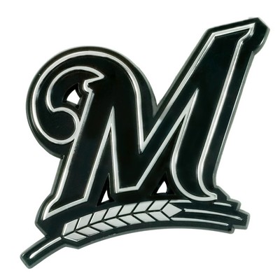 Fan Mats  LLC Milwaukee Brewers 3D Chrome Metal Emblem Chrome