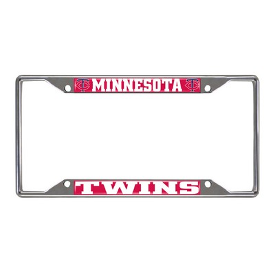 Fan Mats  LLC Minnesota Twins Chrome Metal License Plate Frame, 6.25in x 12.25in Red