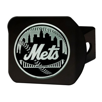 Fan Mats  LLC New York Mets Black Metal Hitch Cover with Metal Chrome 3D Emblem Black