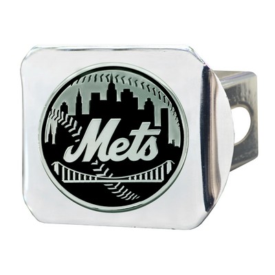 Fan Mats  LLC New York Mets Chrome Metal Hitch Cover with Chrome Metal 3D Emblem Chrome