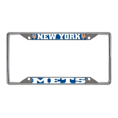Fan Mats  LLC New York Mets Chrome Metal License Plate Frame, 6.25in x 12.25in Navy