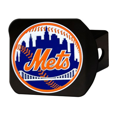 Fan Mats  LLC New York Mets Black Metal Hitch Cover - 3D Color Emblem Black