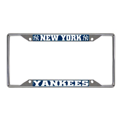 Fan Mats  LLC New York Yankees Chrome Metal License Plate Frame, 6.25in x 12.25in Blue