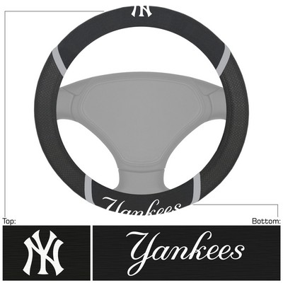 Fan Mats  LLC New York Yankees Embroidered Steering Wheel Cover Black