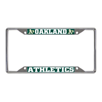 Fan Mats  LLC Oakland Athletics Chrome Metal License Plate Frame, 6.25in x 12.25in Green