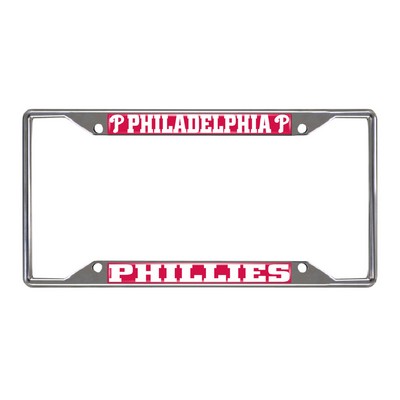 Fan Mats  LLC Philadelphia Phillies Chrome Metal License Plate Frame, 6.25in x 12.25in Red