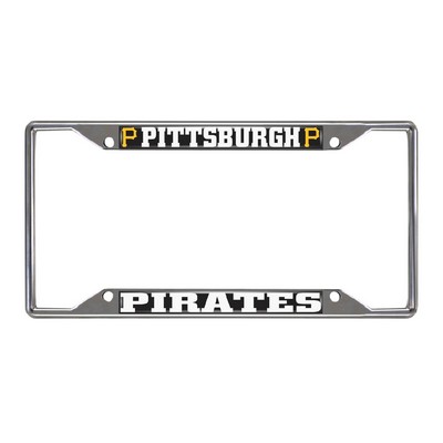 Fan Mats  LLC Pittsburgh Pirates Chrome Metal License Plate Frame, 6.25in x 12.25in Black