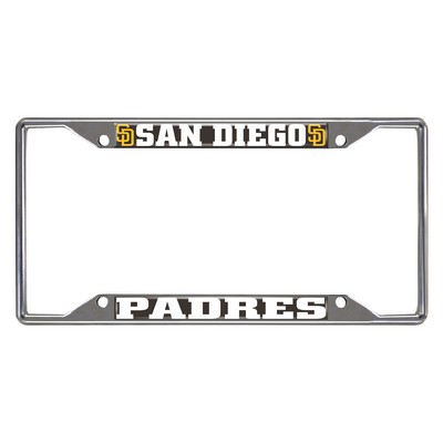 Fan Mats  LLC San Diego Padres Chrome Metal License Plate Frame, 6.25in x 12.25in Brown