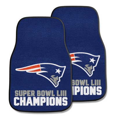 Fan Mats  LLC New England Patriots Front Carpet Car Mat Set - 2 Pieces, 2019 Super Bowl LIII Champions  Navy