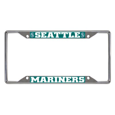 Fan Mats  LLC Seattle Mariners Chrome Metal License Plate Frame, 6.25in x 12.25in Teal