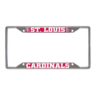Fan Mats  LLC St. Louis Cardinals Chrome Metal License Plate Frame, 6.25in x 12.25in Navy