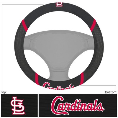 Fan Mats  LLC St. Louis Cardinals Embroidered Steering Wheel Cover Black
