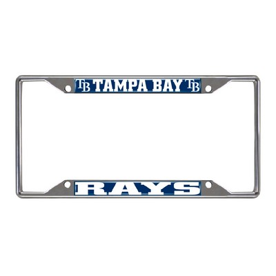 Fan Mats  LLC Tampa Bay Rays Chrome Metal License Plate Frame, 6.25in x 12.25in Navy