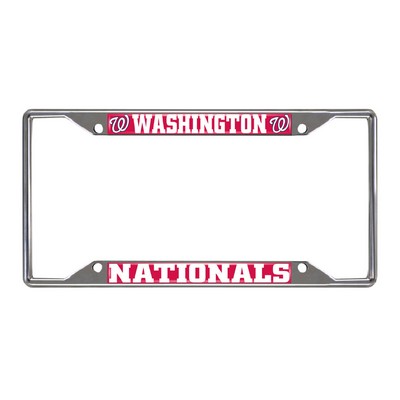 Fan Mats  LLC Washington Nationals Chrome Metal License Plate Frame, 6.25in x 12.25in Red