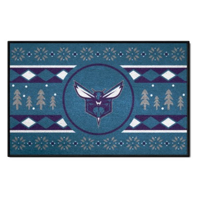 Fan Mats  LLC Charlotte Hornets Holiday Sweater Starter Mat Accent Rug - 19in. x 30in. Teal