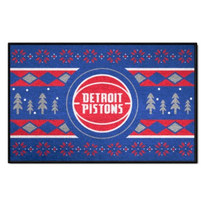 Fan Mats  LLC Detroit Pistons Holiday Sweater Starter Mat Accent Rug - 19in. x 30in. Royal