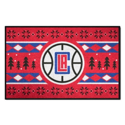 Fan Mats  LLC Los Angeles Clippers Holiday Sweater Starter Mat Accent Rug - 19in. x 30in. Red