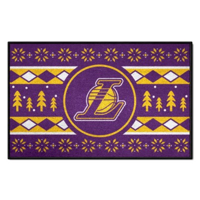 Fan Mats  LLC Los Angeles Lakers Holiday Sweater Starter Mat Accent Rug - 19in. x 30in. Purple