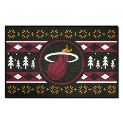 Fan Mats  LLC Miami Heat Holiday Sweater Starter Mat Accent Rug - 19in. x 30in. Black