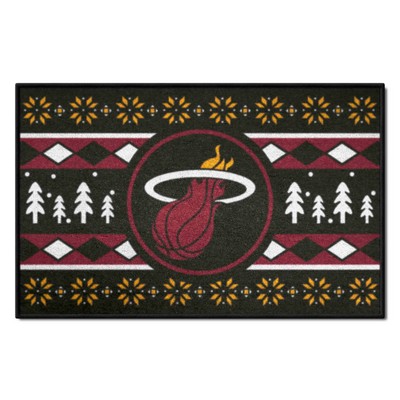 Fan Mats  LLC Miami Heat Starter Mat Holiday Sweater Black