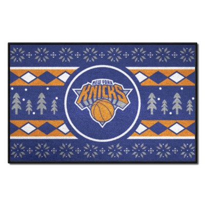 Fan Mats  LLC New York Knicks Holiday Sweater Starter Mat Accent Rug - 19in. x 30in. Blue