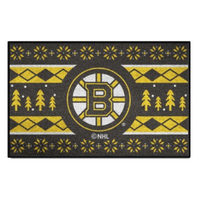 Fan Mats  LLC Boston Bruins Holiday Sweater Starter Mat Accent Rug - 19in. x 30in. Black
