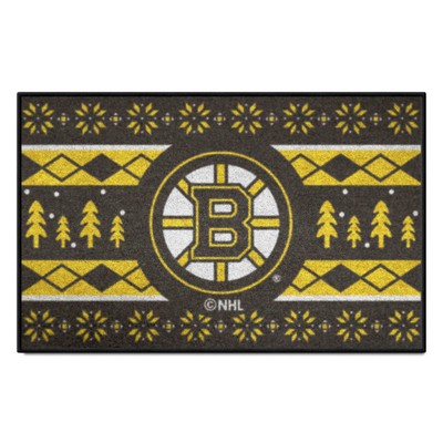Fan Mats  LLC Boston Bruins Starter Mat Holiday Sweater Black