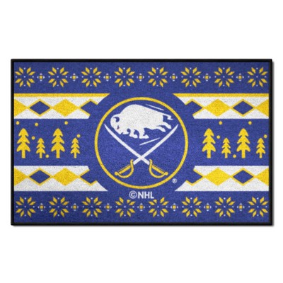 Fan Mats  LLC Buffalo Sabres Holiday Sweater Starter Mat Accent Rug - 19in. x 30in. Navy