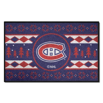 Fan Mats  LLC Montreal Canadiens Holiday Sweater Starter Mat Accent Rug - 19in. x 30in. Blue