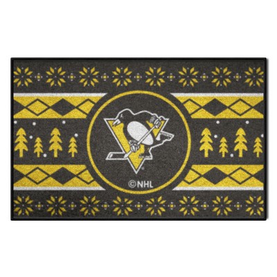 Fan Mats  LLC Pittsburgh Penguins Holiday Sweater Starter Mat Accent Rug - 19in. x 30in. Black