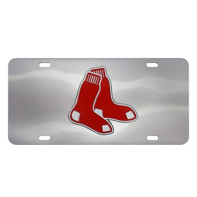 Fan Mats  LLC Boston Red Sox 3D Stainless Steel License Plate Stainless Steel