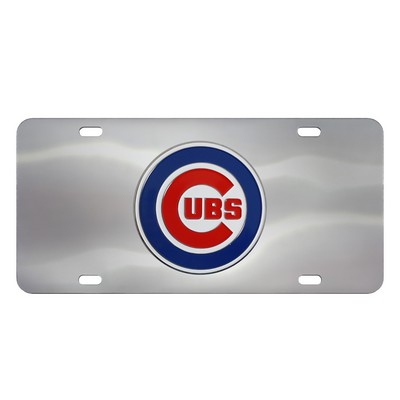Fan Mats  LLC Chicago Cubs 3D Stainless Steel License Plate Stainless Steel