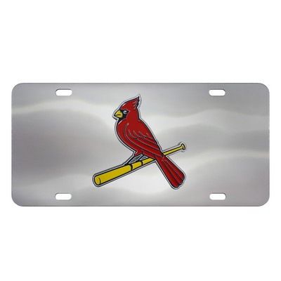 Fan Mats  LLC St. Louis Cardinals 3D Stainless Steel License Plate Stainless Steel