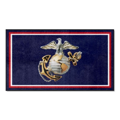 Fan Mats  LLC U.S. Marines 3ft. x 5ft. Plush Area Rug Blue
