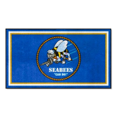 Fan Mats  LLC U.S. Navy SEABEES n/a 3x5 Rug Blue