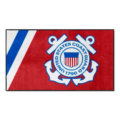 Fan Mats  LLC U.S. Coast Guard 3ft. x 5ft. Plush Area Rug Red