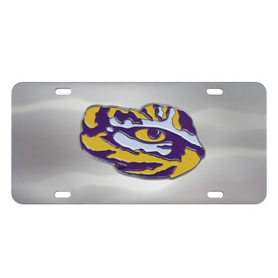 Fan Mats  LLC LSU Tigers 3D Stainless Steel License Plate Stainless Steel