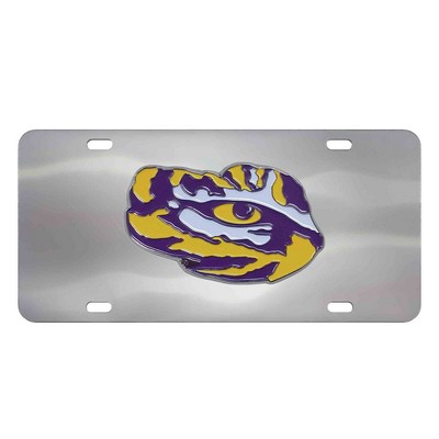 Fan Mats  LLC LSU Tigers Diecast License Plate Stainless Steel
